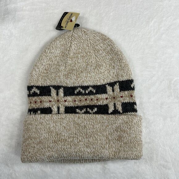 Woolrich Beanie Hat Wool Blend Knit Cream Pattern Winter Cap NWT One Size main image 9